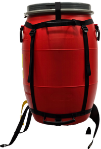 Recreational Barrel Works 60L Red Barrel and Expedition Harness Package